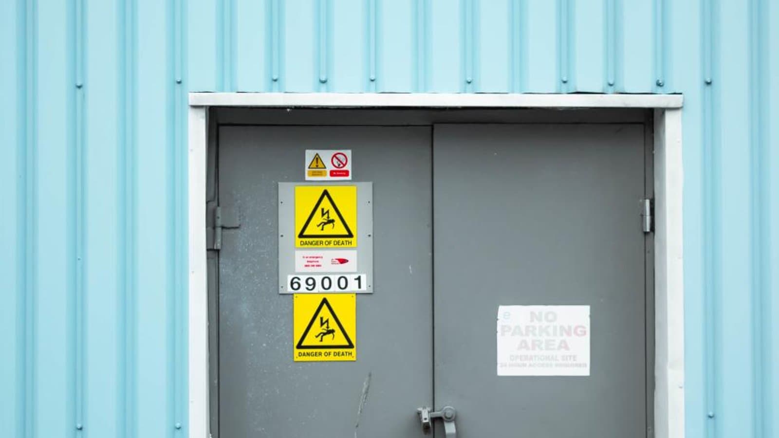 Warning signs on a door